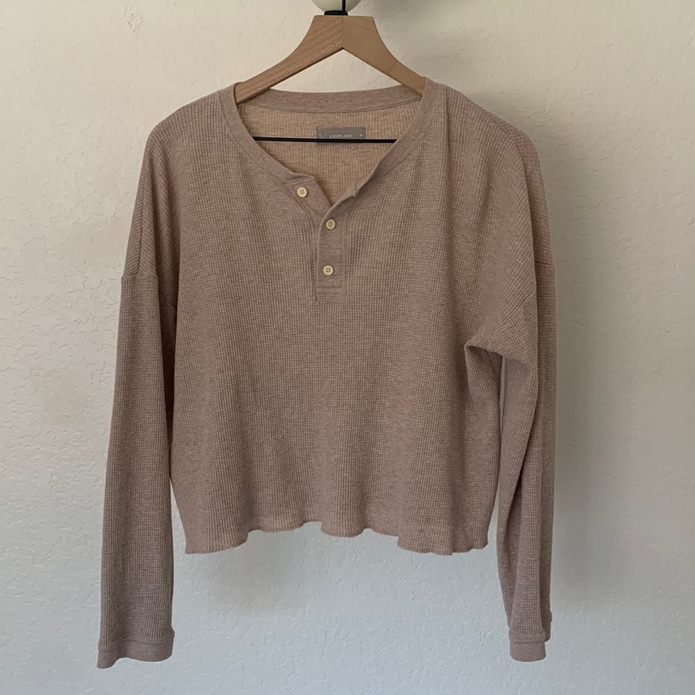 Everlane cropped waffle knit thermal Henley